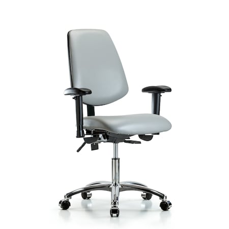 Blue Ridge Ergonomics Desk Chair Desk Chair, Vinyl, Med, Bk, Chrm, AA, Cast, Dov, Adjustable Arms, 18" to 23" Height, Vinyl BR-VDHCH-MB-CR-T0-A1-CC-8567