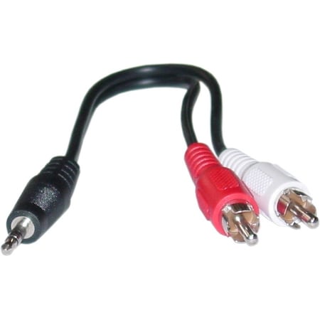 Cable Wholesale 3.5mm Stereo to Dual RCA Audio Adapter Cable, 3.5mm Male to Dual RCA Male (Red/White), 6 inch 30S1-01160