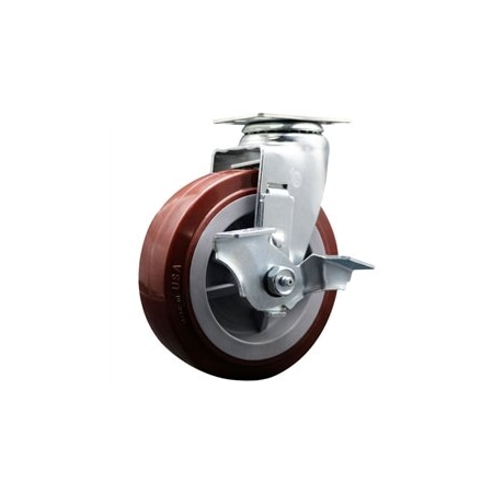 Service Caster 6 Inch Poly on Polyolefin Swivel Caster with Ball Bearing and Brake SCC SCC-20S620-PPUB-TLB