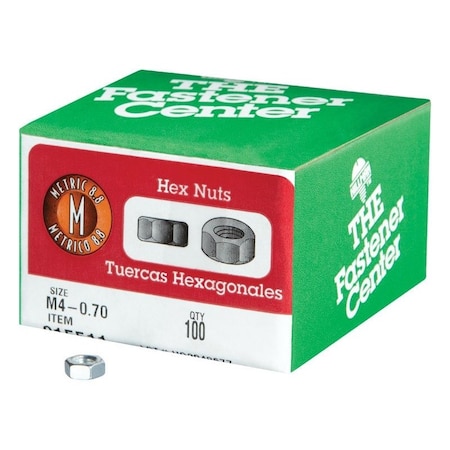 Hillman M4-0.70 mm Zinc-Plated Steel Metric Hex Nut, 100PK 915511