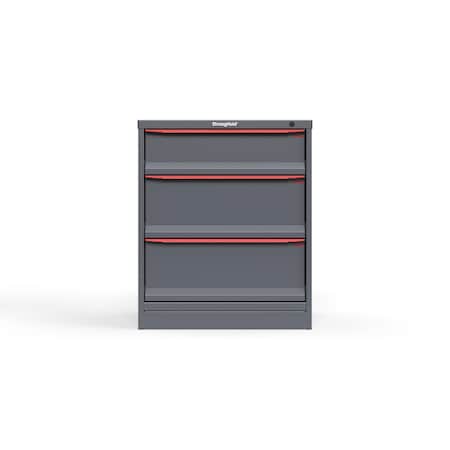 Strong Hold 3 drawer cabinet - (1x 7ft, 2x 10ft) - Red accents - Keyed Alike S3036-PPAAS-0305DS