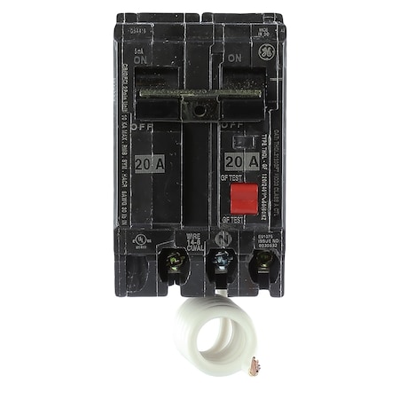 Ge Circuit Breaker, THQL Series, 20A, 2 Pole, 120/240V AC, 10kA at 120/240V AC THQL2120GFTA