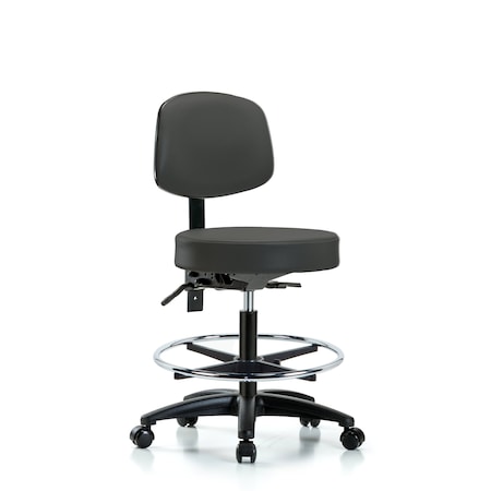 Blue Ridge Ergonomics BenchStool, Med, Vin, Bk, Tilt, CF, Cast, Gry BR-VMBST-RG-T1-CF-RC-8605
