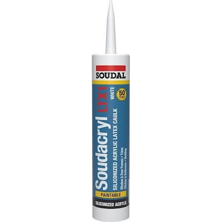 Soudal Soudacryl LTX1 5823539 Siliconized Acrylic Latex Caulk, Clear, 20 to 185 deg F 146901