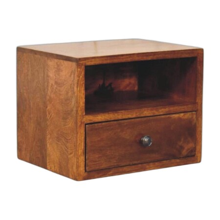 Homeroots 12" Chestnut Solid Wood One Drawer Floating Nightstand 722528