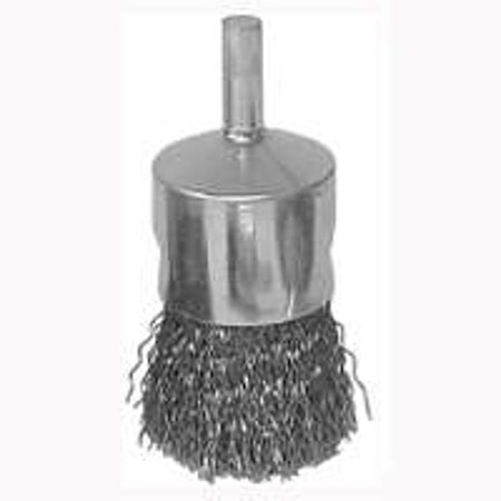 Weiler Wire Wheel Brush, 3/4 in Dia, 1/4 in Arbor/Shank, 0.014 in Dia Bristle 36047
