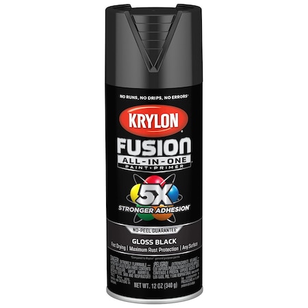 Fusion All-In-One 12 Oz Krylon Black Paint & Primer Spray Paint, Gloss K02702007