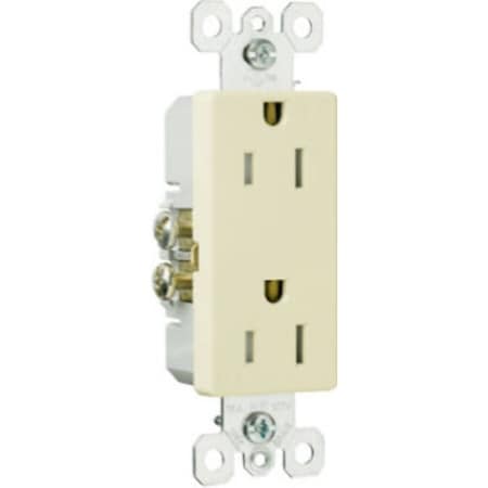 Legrand Straight Blade Receptacle, 5-15R, 15 A, 125V AC, 2 Pole, 3 Wire, Flush Mount, Grounded 885TRICC8