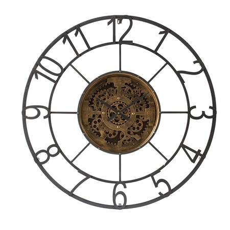 Homeroots Round Decorative Gear Iron Wall Clock 401315