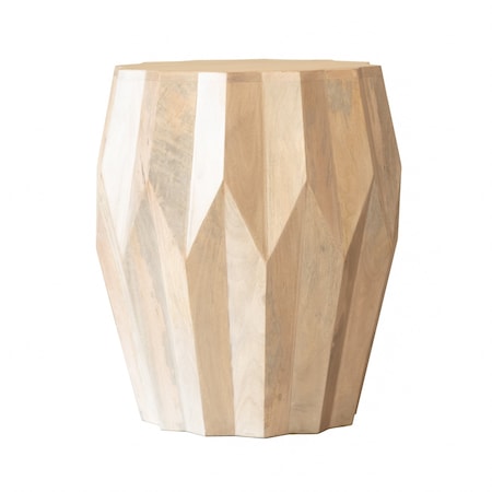 Homeroots 23" Natural Solid Wood Round Drum End Table 523984