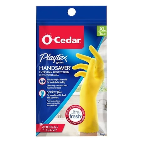O-Cedar Playtex HandSaver Reusable Gloves, XL, Latex/Neoprene/Nitrile, Yellow 163670