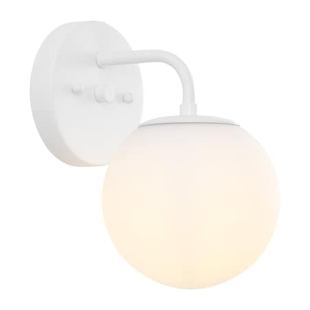 Jonathan Y Louis Parisian Globe 5.75" 1-Light Metal/Frosted Glass Modern Contemporary LED Vanity Light, White JYL3534D