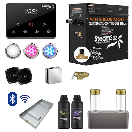 Steamspa 7.5KW Steam Bath Generator, Wireless Remote, BLUETOOTH, WIFI, Dual Aroma Pump, Polished Chrome BKWS750CH-ADP