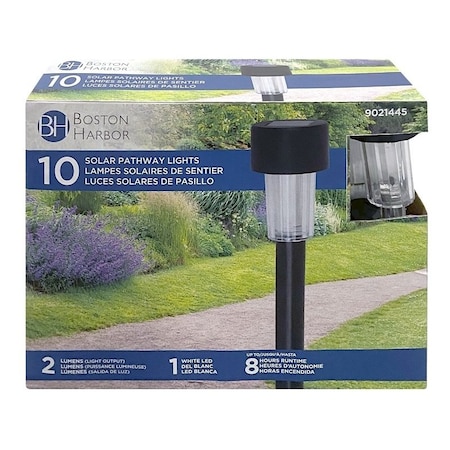 Boston Harbor Solar Stake Light, NIMh Battery, Button Cell Battery, 1Lamp, Plastic Fixture, Black 26077