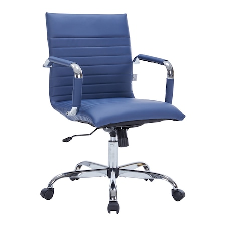 Leisuremod Harris Faux Leather Office Chair, Navy Blue HO19BUL