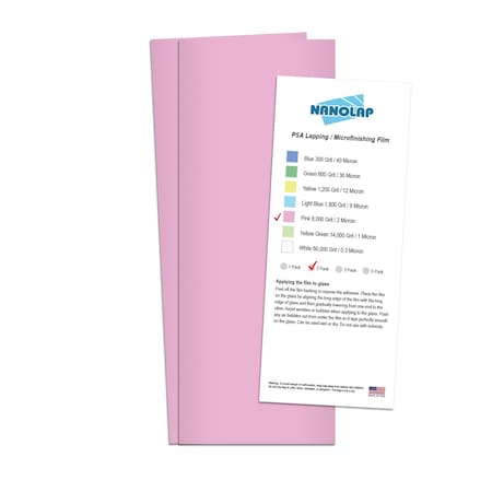 Nanolap PSA Lapping Film, 2 Pc 3 Micron (8,000 Grit), 4-0.25 in x 11 in Microfinishing Fine Sanding Paper 61553N