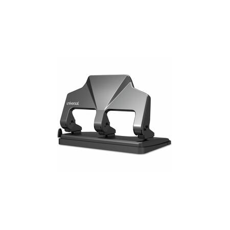 Universal One Power Assist Hole Punch, 3 Hole, Black UNV74325