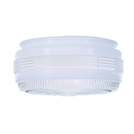 Satco Outside White Drum Glass Shade With Clear Sides And Bottom Dia 6-1/2 Fitter 5-7/8 Height 3-1/2 in. 50/105