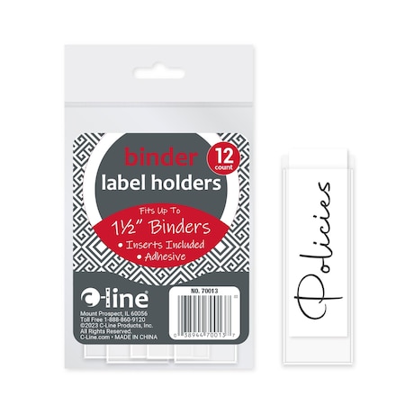 C-Line Products 1" Binder, Label Holder, Pk12 70013
