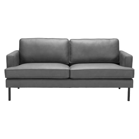 Homeroots 72" Gray Faux Leather Sofa 396467