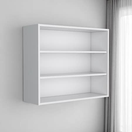 Homeroots 36" White Wood Three Tier Wall Mounted Floating Shelf 571738