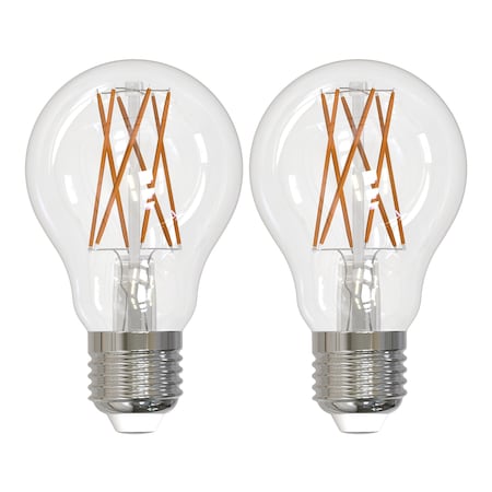 Bulbrite 75-Watt Equivalent A19 Clear Dimmable Edison LED Light Bulb Soft White, 2PK 861579