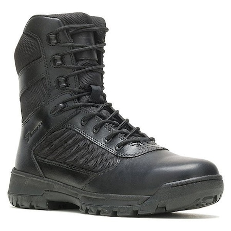 Bates Military/Tactical Boot, All Leather Upper, Rubber Outsole, Plain Toe, Side Zipper, Black, 12 EW E03180