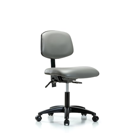 Blue Ridge Ergonomics Vinyl Chair, Desk, Casters, Sterling BR-VDHCH-RG-T0-A0-RC-8840