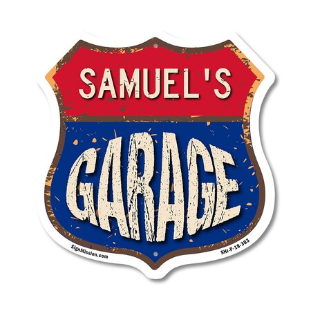 Signmission Samuel's Garage, 18 Inch X 18 Inch, Plastic Sign SHI-P-18-383-SAMUEL