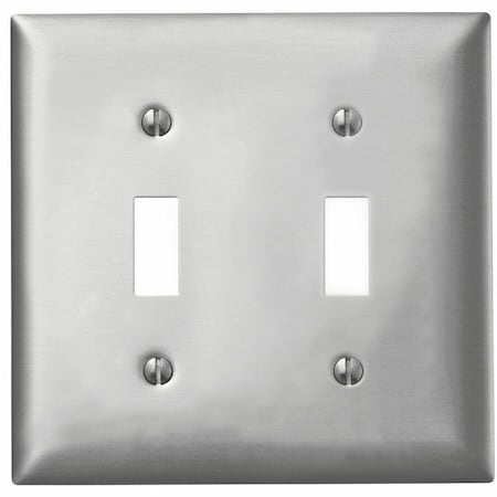 Hubbell Wiring Device-Kellems Toggle Switch Wall Plates, Number of Gangs: 2 Aluminum, Brushed Finish, Silver SA2