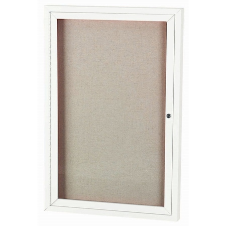 Aarco Outdoor Illuminated Enclosed Bulletin Board w/ Al Frame, Powder Coated White, 48''Hx36''W ODCC4836RIW