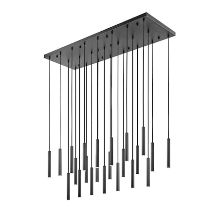 Z-Lite Forest 23 Light Linear Chandelier, Matte Black, 54 In W 919MP12-23L-MB-LED