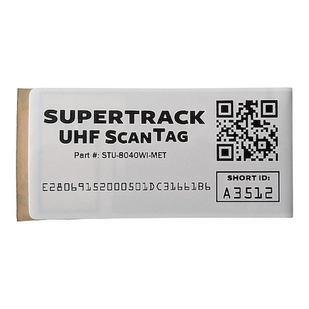 Supertrack RFID + QR Code Asset Tag, PK10 STU-8040WI-MET-10PK
