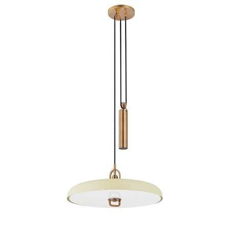 Troy Lighting Lauren Liess X Plummet 1 Light Pendant 18 In. Patina Brass And Soft Sand F1618-PBR/SSD