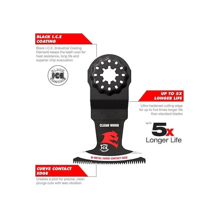 Freud Oscillating Blade 1-1/4in W Bi-Metal Curved Contact Edge Round Clean Wood, 10PK DOS125JBW10