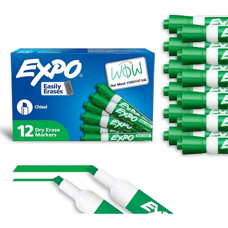 Expo Low-Odor Dry-Erase Marker, Broad Chisel Tip, Green, 12PK 80004A