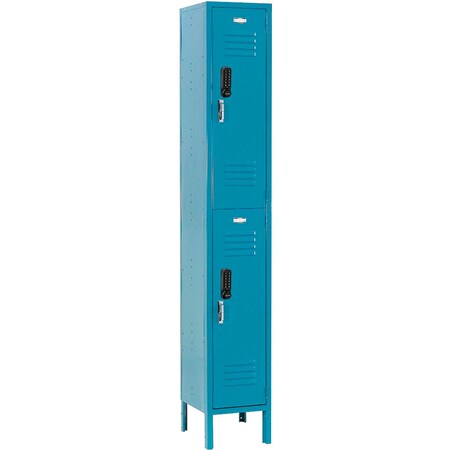 Global Industrial 2-Tier 2 Door Digital Locker, 12"Wx18"Dx78"H, Blue, Unassembled 413236
