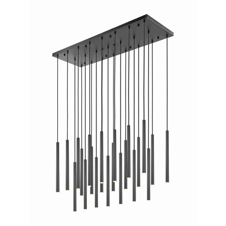 Z-Lite Forest 23 Light Linear Chandelier, Matte Black, 54 In W 919MP24-23L-MB-LED