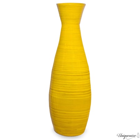 Uniquewise 24in Tapered Cylindrical Tall Bamboo Floor Vase Stylish Home and Office Decor Piece, Yellow QI004757.YL