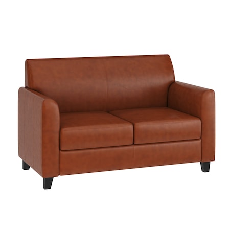 Flash Furniture Cognac Leather Loveseat, 29" x 32-1/4" BT-827-2-CG-GG