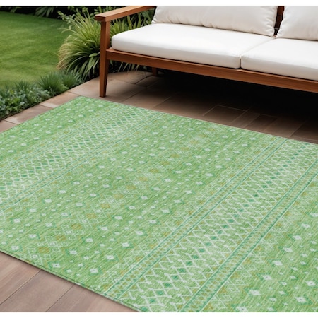 Homeroots 10' X 14' Green And Mint Green Tribal Washable Indoor Outdoor Area Rug 582601