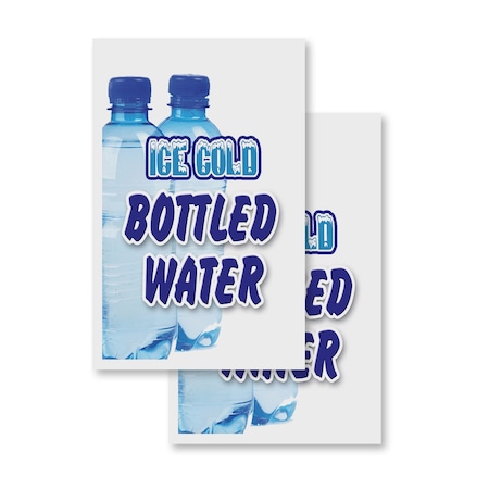 Signmission Ice Cold Bottled Water, Vinyl Decals Only 24 Inch x 36 Inch, Vinyl Decal, 2PK DSB-2436-2PACK-Ice Cold Bottled Water