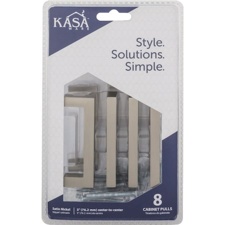 Hardware Resources KasaWare 3-3/8'' Overall Length Satin Nickel Square Bar Pull, 8PK K7063SN-8
