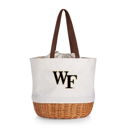 Picnic Time Family Of Brands NCAA Wake Forest Demon Deacons Coronado Canvas and Willow Basket Tote - Picnic Bag 203-00-187-614-0