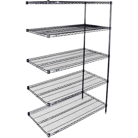 Global Industrial Nexel 5 Shelf, Nexelon Blue Wire Shelving Unit, Add On, 48"W x 14"D x 63"H B3151543