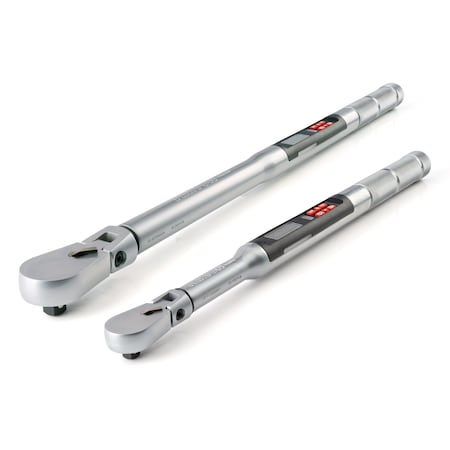 Tekton 2pc 3/8, 1/2in Flex Head Dual-Direction Electronic Torque Wrench Set (10-100ft-lb, 30-300 ft-lb) TRQ98901