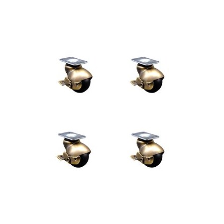 Service Caster 2 Inch Antique Brass Hooded Top Plate Ball Casters with Brakes SCC, 4PK SCC-TP01S20-POS-WA-SLB-4