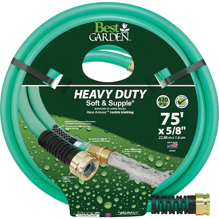 Best Garden 5/8'' Dia. x 75 Ft. L. Heavy-Duty Soft & Supple Garden Hose CDBSS58075