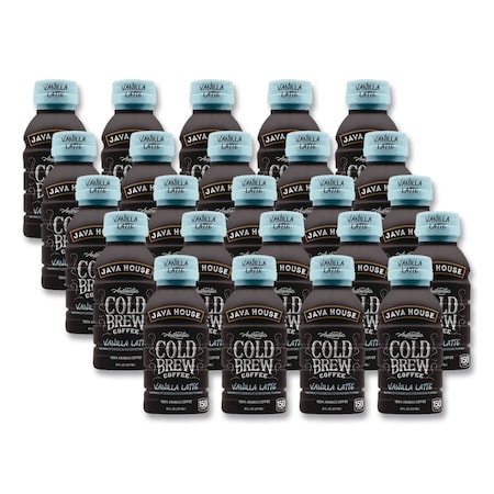 Java House Cold Brew Coffee, Vanilla Latte, 8 oz Bottle, 24PK HFP01785