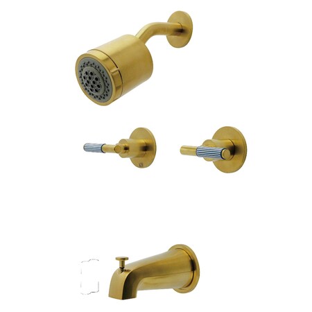 Kingston Brass Double-Handle Tub and Shower Faucet, Brushed Brass KBX8147KPS